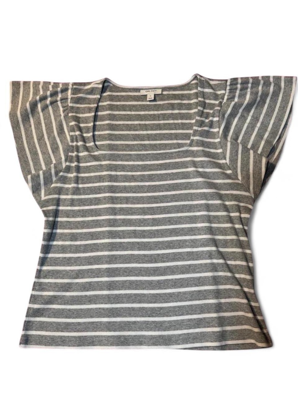 Croft & Barrow Gray & White Striped Scoop Neck Tee